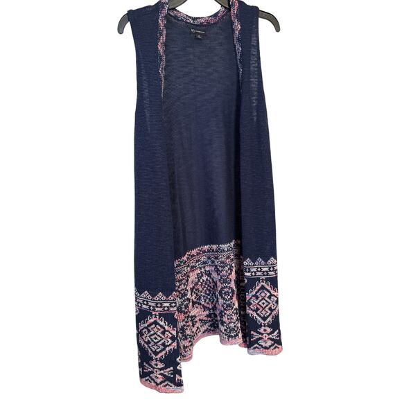 new directions Jackets & Blazers - New Directions Navy lightweight Sweater Vest with Patterned hem Sz XL